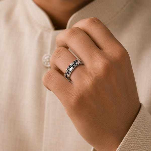 Rudra Knot Design Silver Band For Him