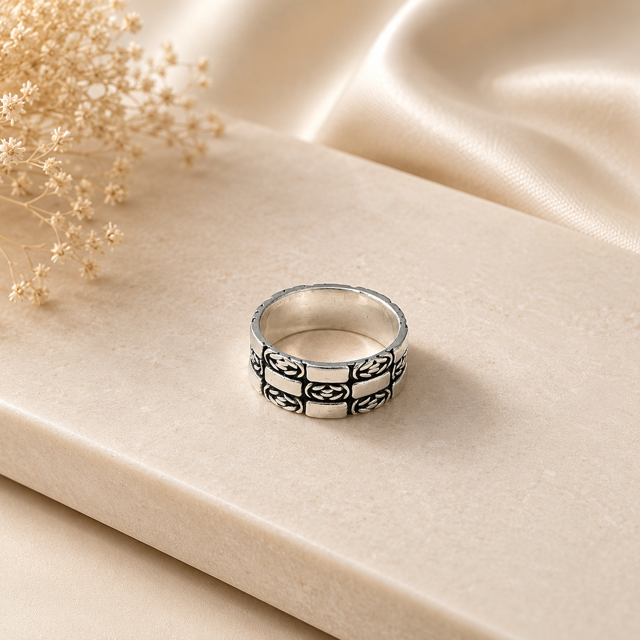 Rudra Knot Design Silver Band For Him