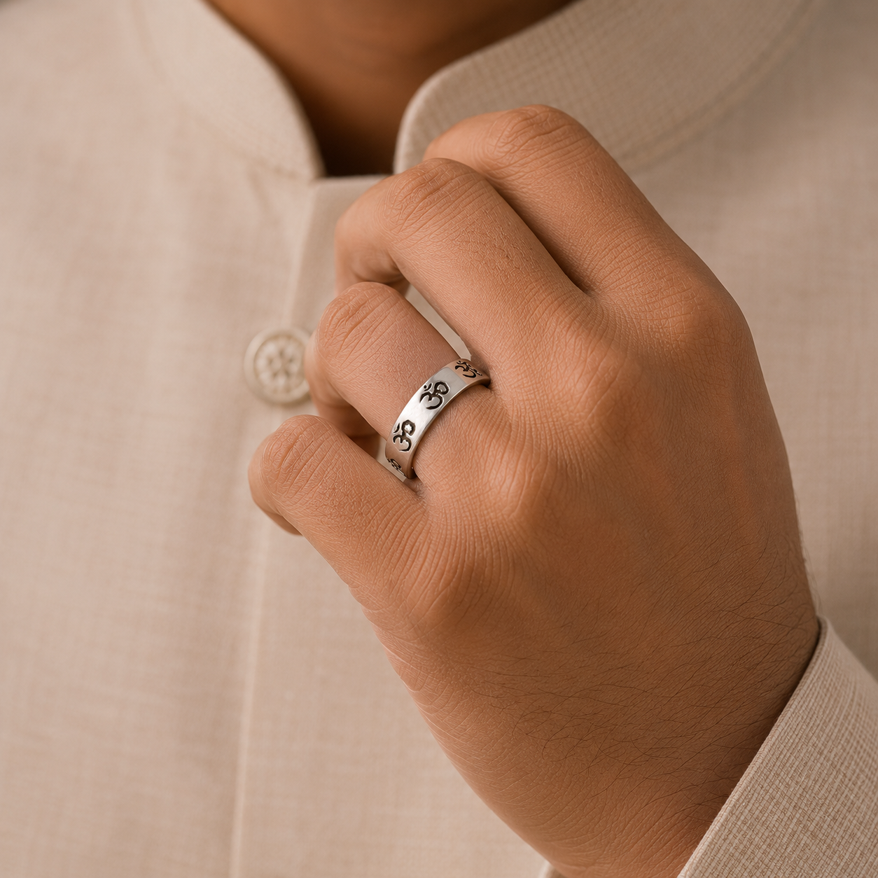 Shivansh Om Silver Band For Him