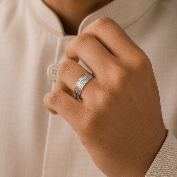 Aaryan Masculine Style Silver Band For Him