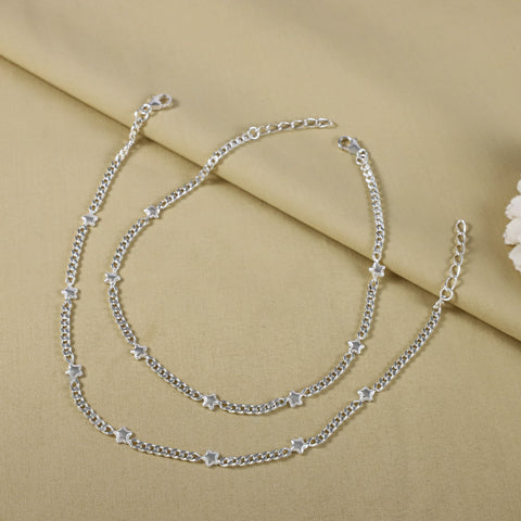 Samaira Twinkling Star Silver Anklets
