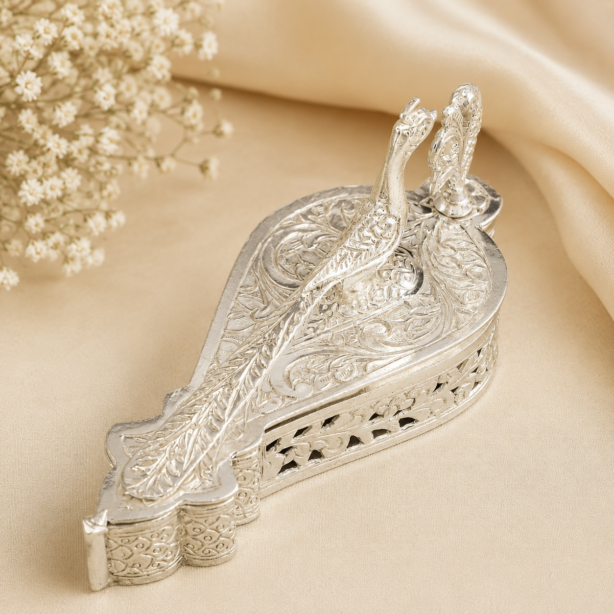 Royal Peacock Silver Box