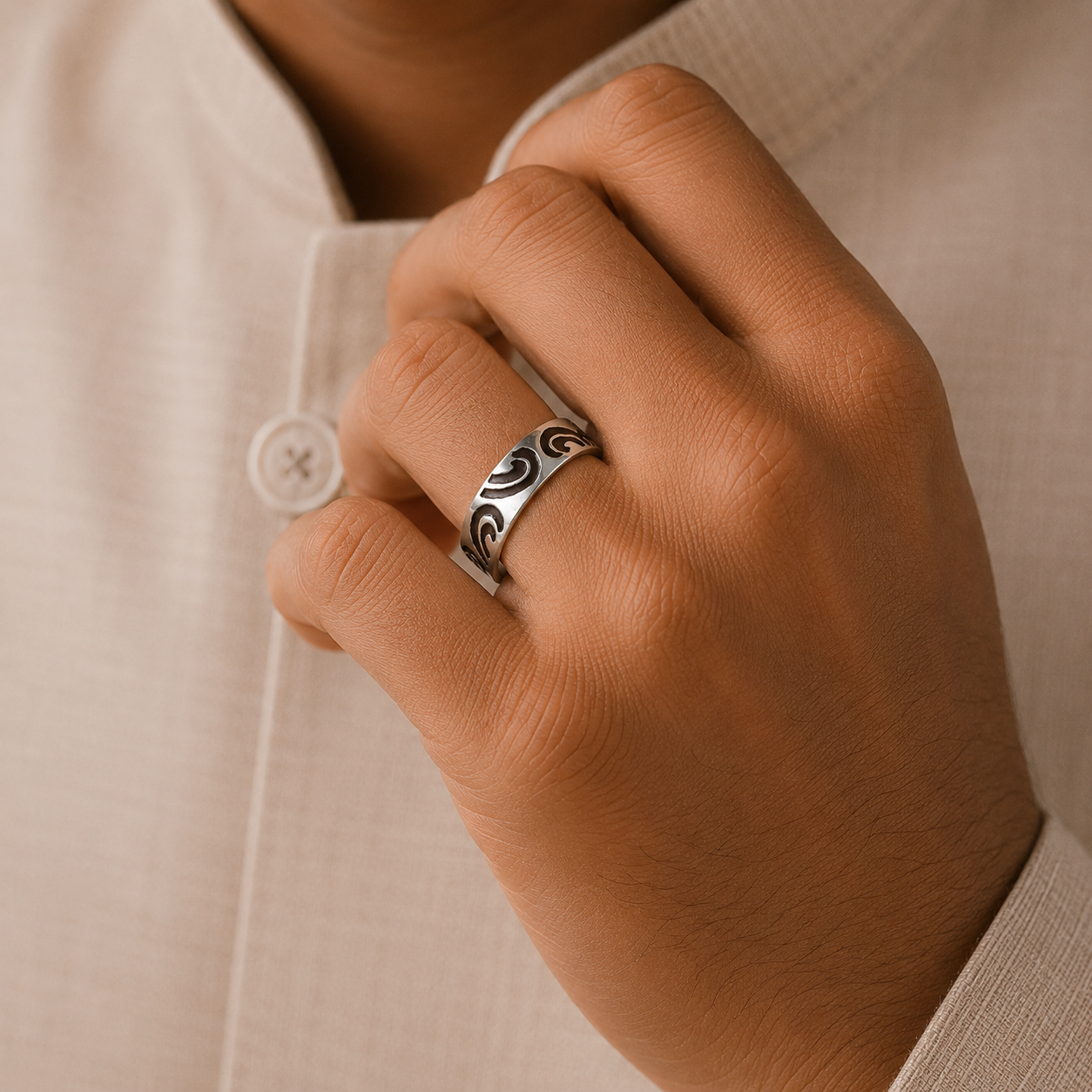 Rudra Tribal Classic Style Silver Band For Him