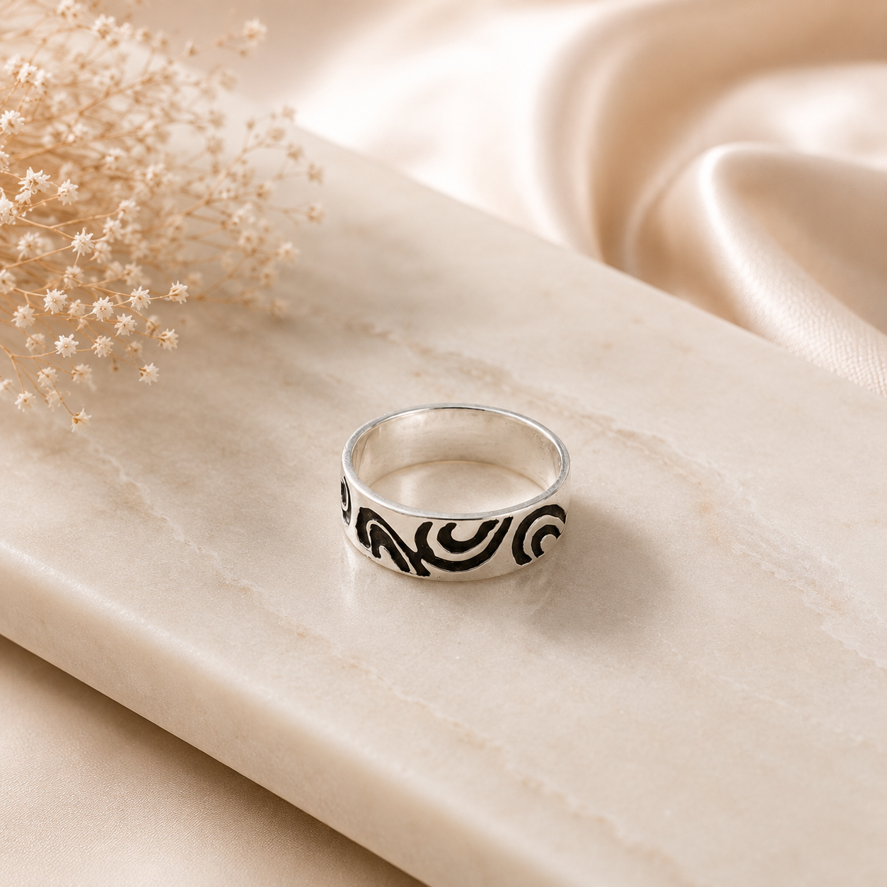 Rudra Tribal Classic Style Silver Band For Him