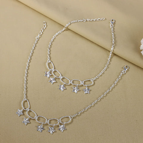 Chitraa Radiant Star Silver Anklets