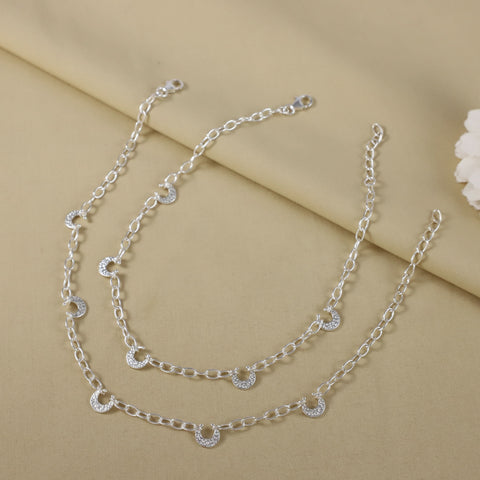 Devanshi Mystic Moonlight Silver Anklets