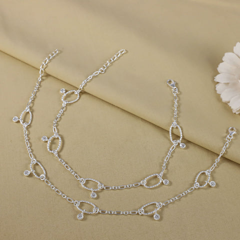 Fiza Shimmer Link Silver Anklets