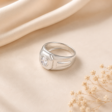 Aarav Single Stone Silver Ring For Him