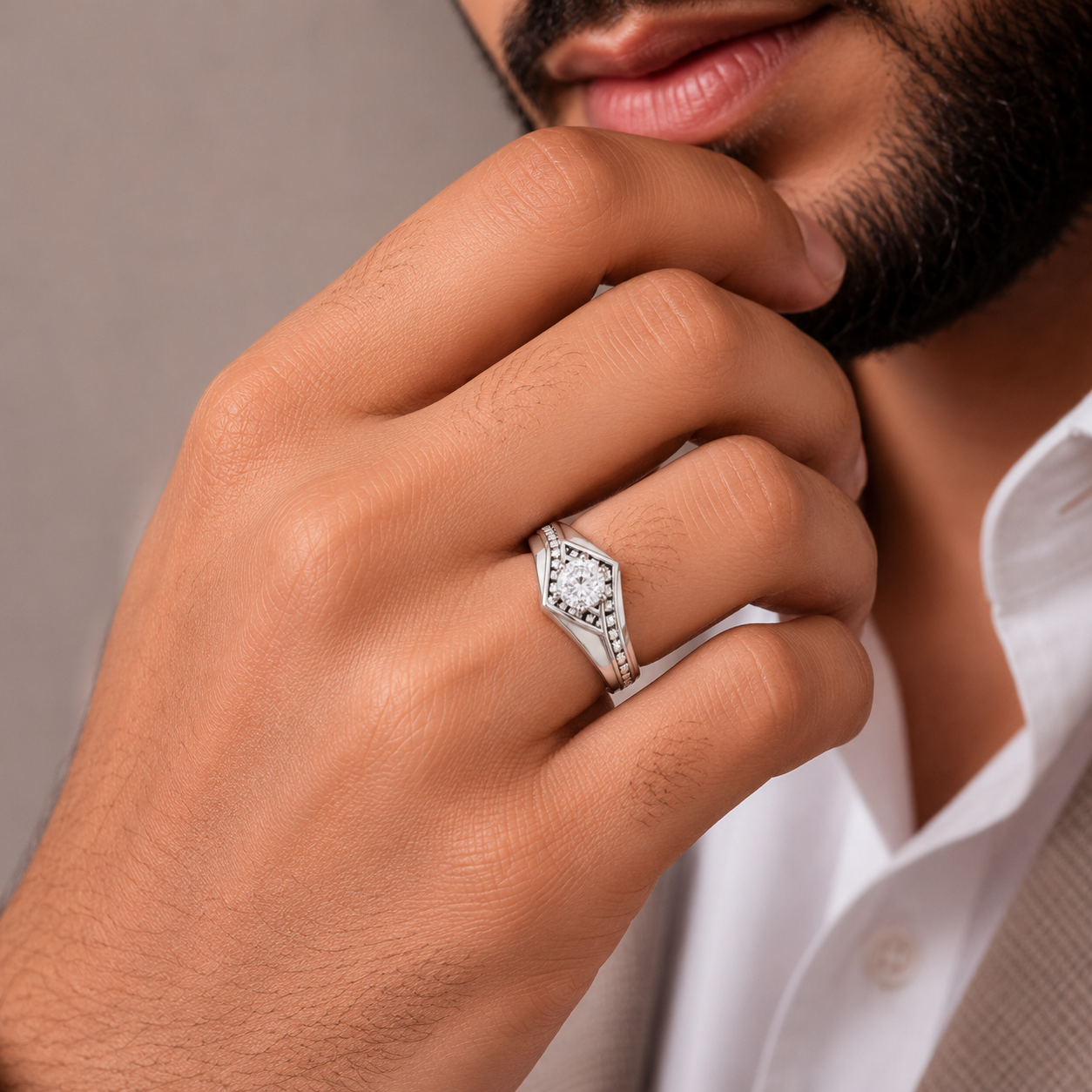 Kunal Nova Spark Silver Ring For Him