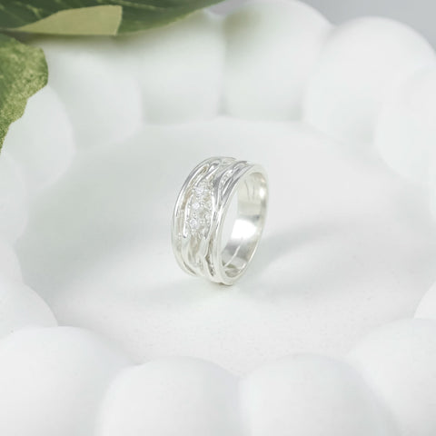 Rohit Crystal Flow Silver Band For Him
