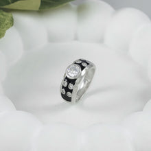 Dilip Black Enamel Stone Silver Ring For Him