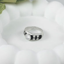 Dilip Black Enamel Stone Silver Ring For Him