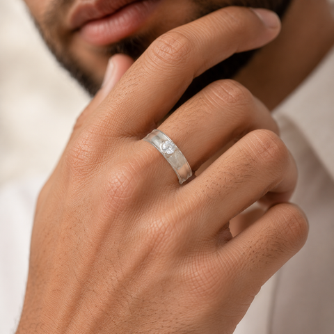 Anvay Elite Shine Silver Ring For Him