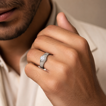 Aarv Radiant Hex Silver Ring For Him
