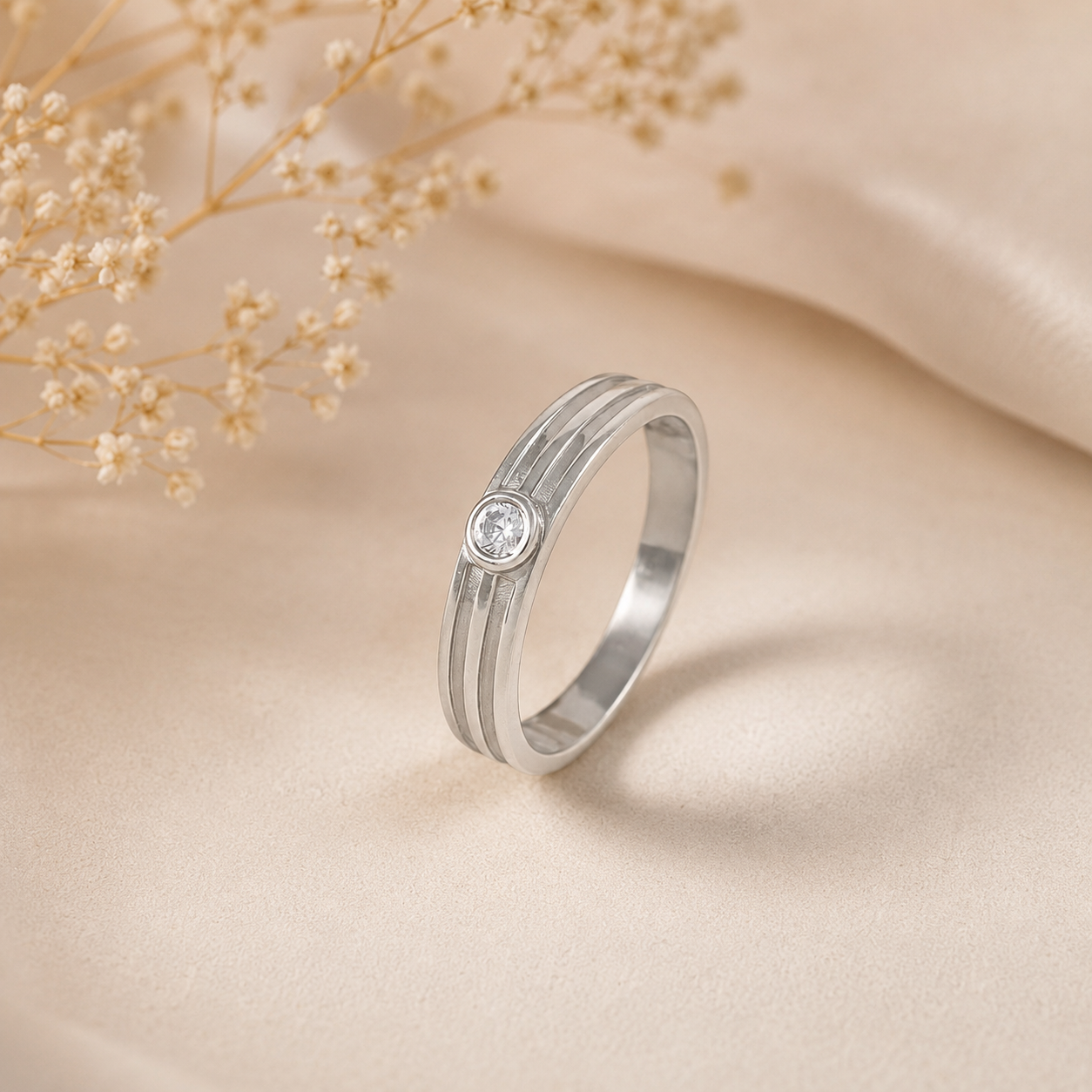 Arjun Linear Spark Silver Band For Him