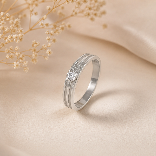 Arjun Linear Spark Silver Band For Him