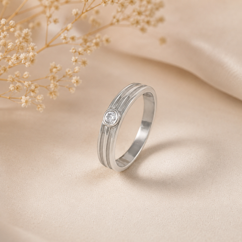 Arjun Linear Spark Silver Band For Him