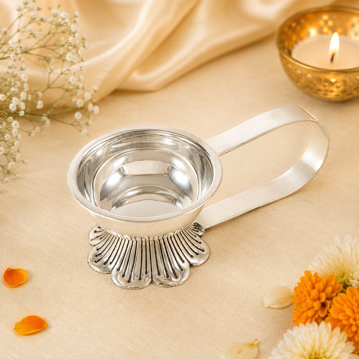 Anika Classy Silver Diya