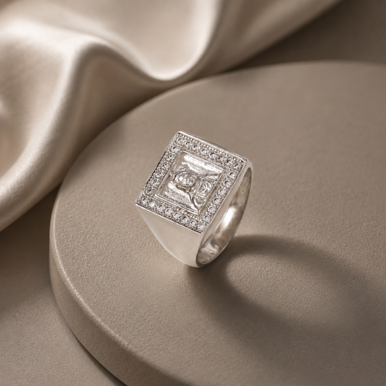 Yug Square Engraved Silver Ring For Him