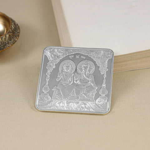 Divine Lakshmi Ganesh 50Gm Square  Silver Coin