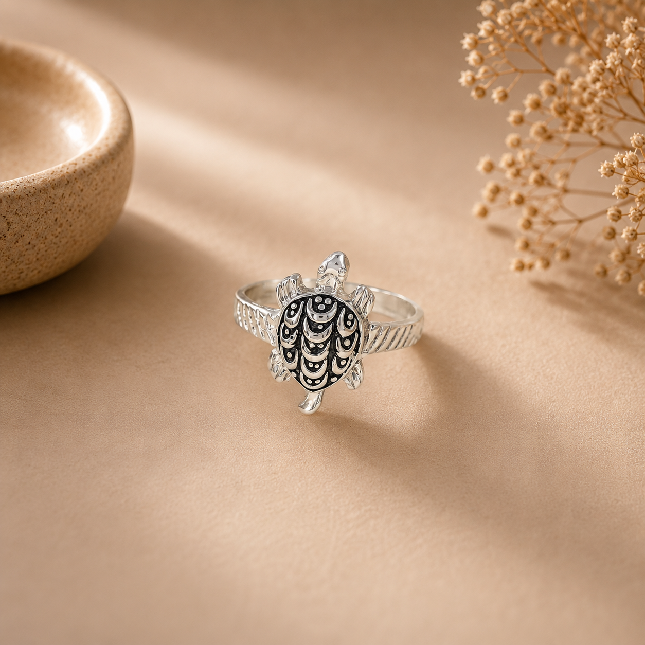 Krish Tribal Turtle Silver Ring For Him