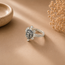 Krish Tribal Turtle Silver Ring For Him
