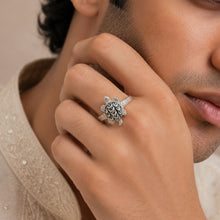 Krish Tribal Turtle Silver Ring For Him