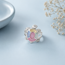 Colorful Turtle Charm Silver Ring For Him