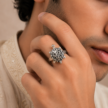 Tanish Om Turtle Silver Ring For Him