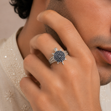 Tribal Turtle Pattern Silver Ring For Him