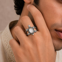Rohan Pink Turtle Silver Ring For Him