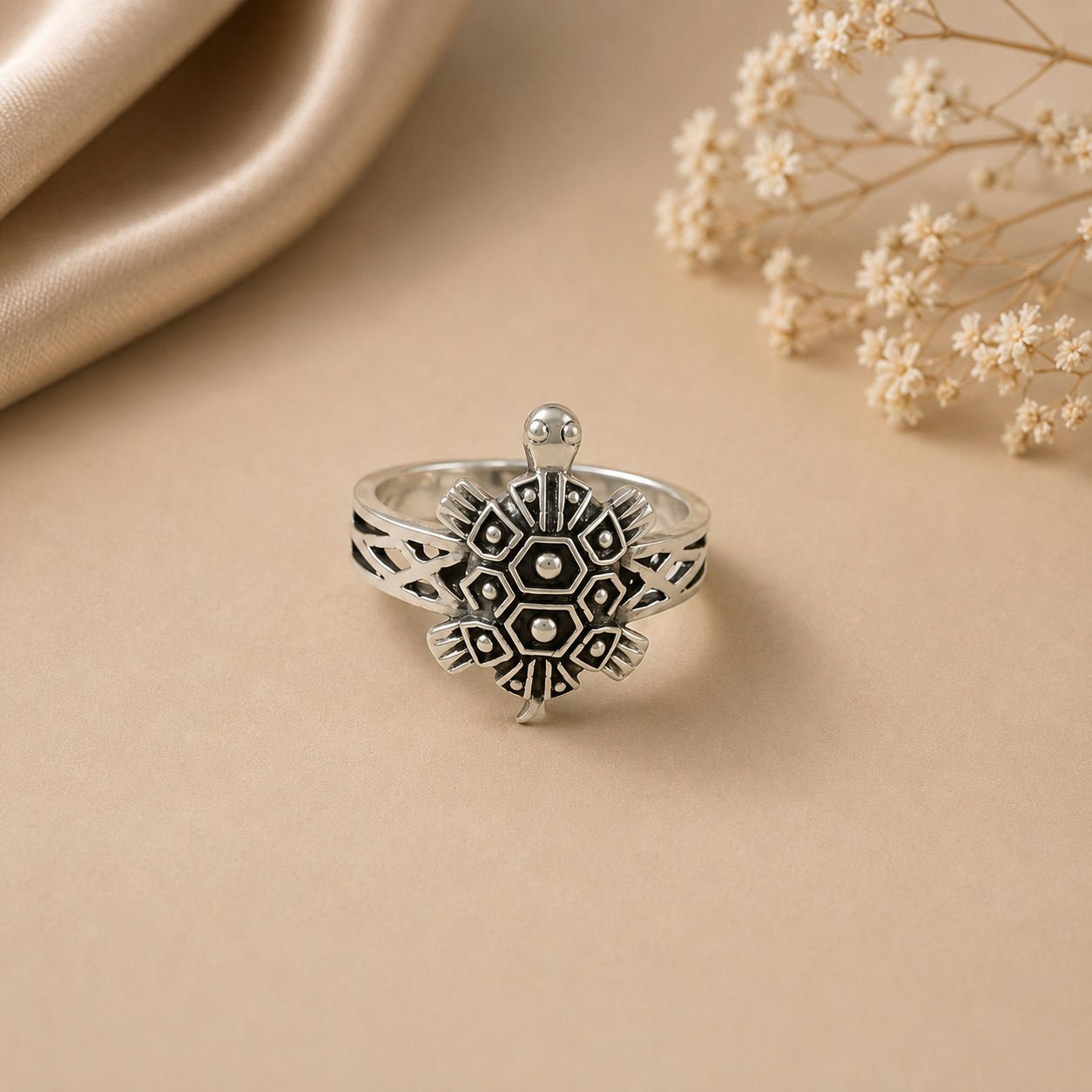 Antique Turtle Style Silver Ring For Him
