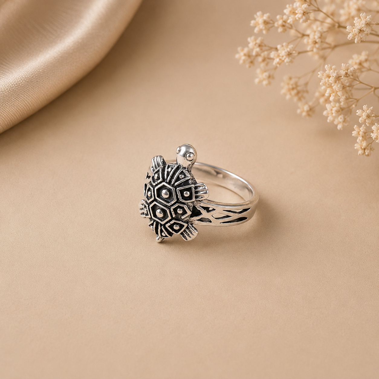 Antique Turtle Style Silver Ring For Him