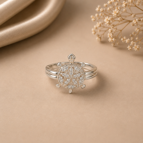 Samar Crystal Turtle Silver Ring For Him