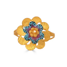 Aaravi Enamel Blossom Gold Ring