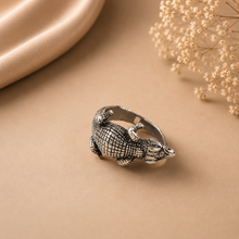 Wild Crocodile Silver Ring For Him