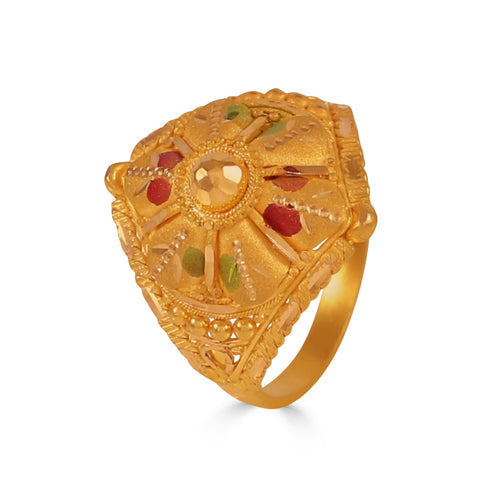 Samaira Radiant Colorful Gold Ring