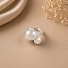 Pranav Double Pearl Silver Ring For Him