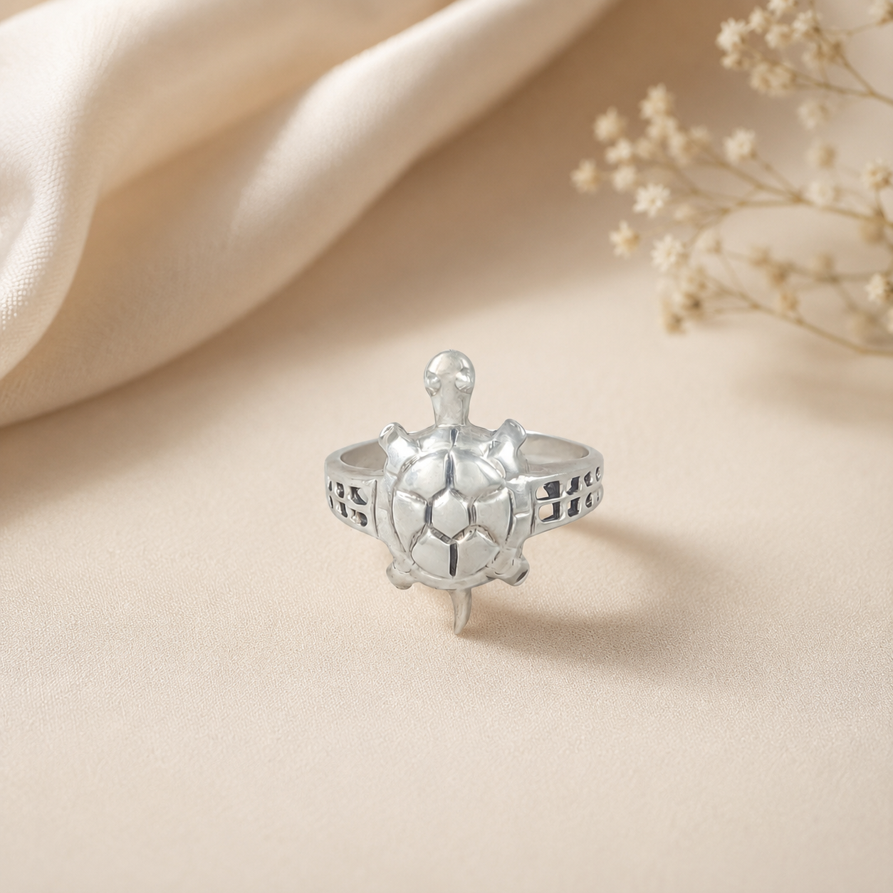 Vivaan Little Turtle Silver Ring For Him