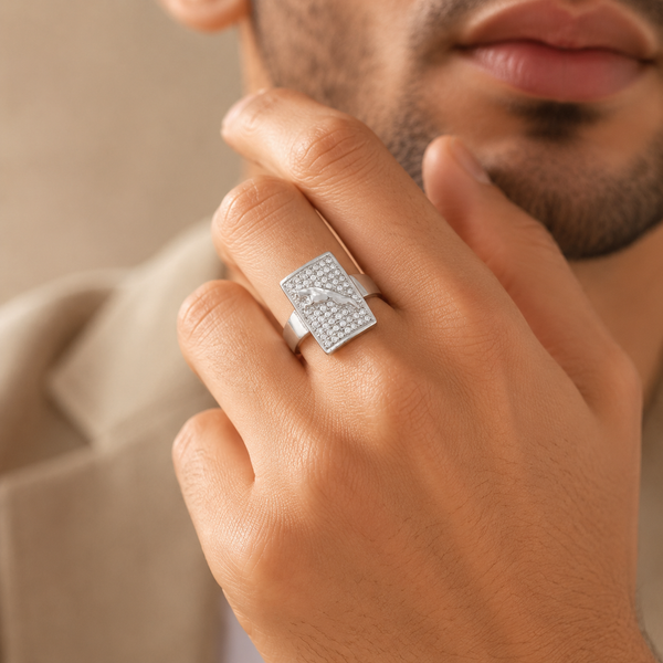 Daksh Marine Dolphin  Silver Ring For Him
