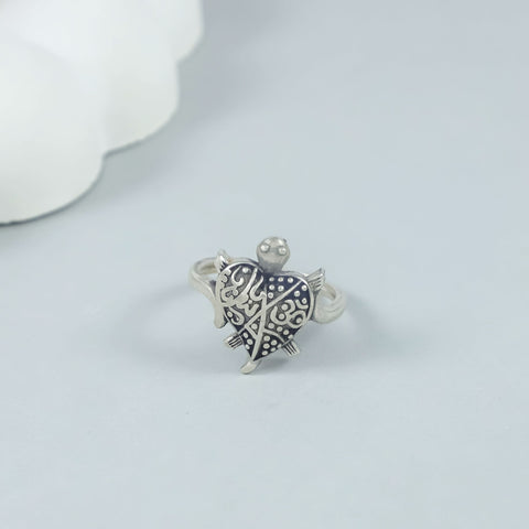Riaan Tribal Turtle Silver Ring For Him