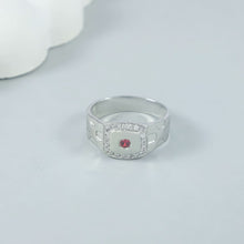 Rishan Crimson Stone Silver Ring For Him