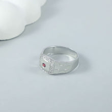 Rishan Crimson Stone Silver Ring For Him