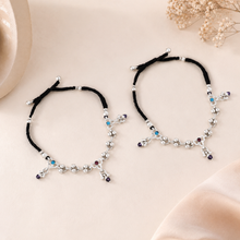 Ira Floral Charm Silver Anklets