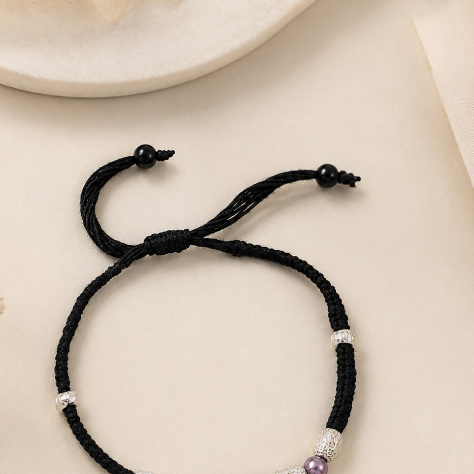 Mahi Pearl Bead Charm Silver Anklets