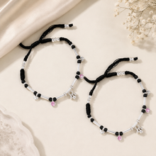 Shweta Pink Charm Thread Silver Anklets