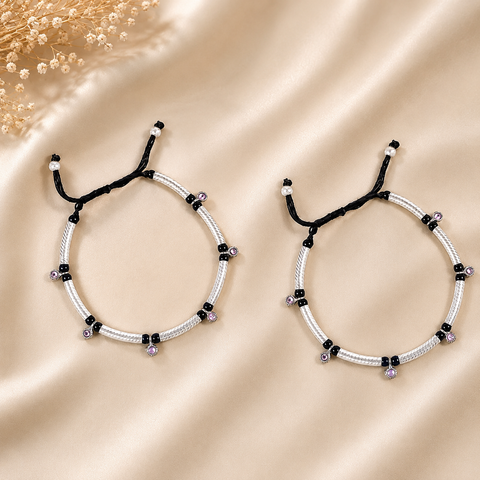Aarika Blush Silver Anklets