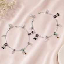 Pooja Noor Beaded Silver Anklets