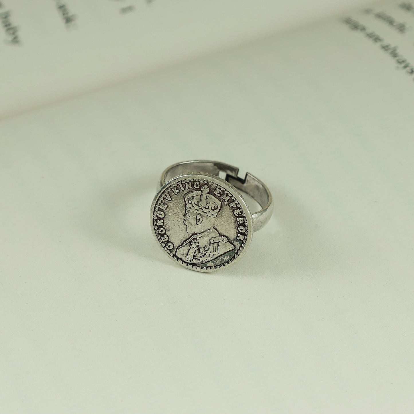 George King Coin Silver Ring