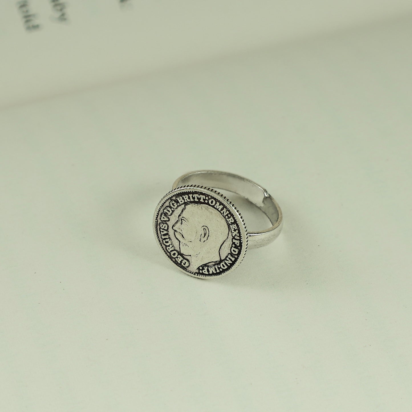 George King Coin Silver Ring